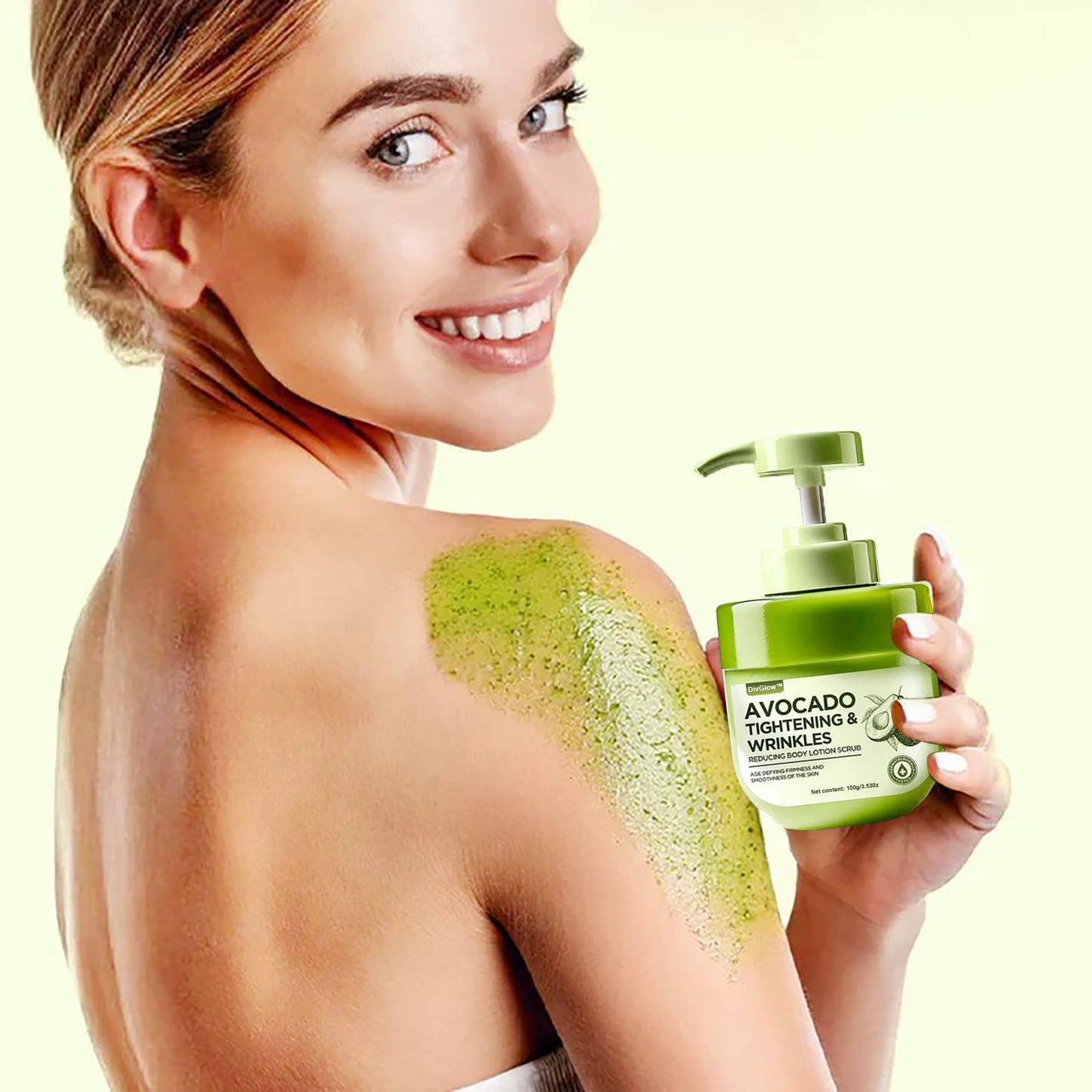 DivGlow™ Avocado Tightening & Wrinkles Reducing Body Lotion Scrub (CDA Recommended)