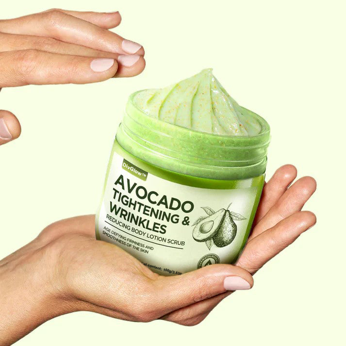 DivGlow™ Avocado Tightening & Wrinkles Reducing Body Lotion Scrub (CDA Recommended)